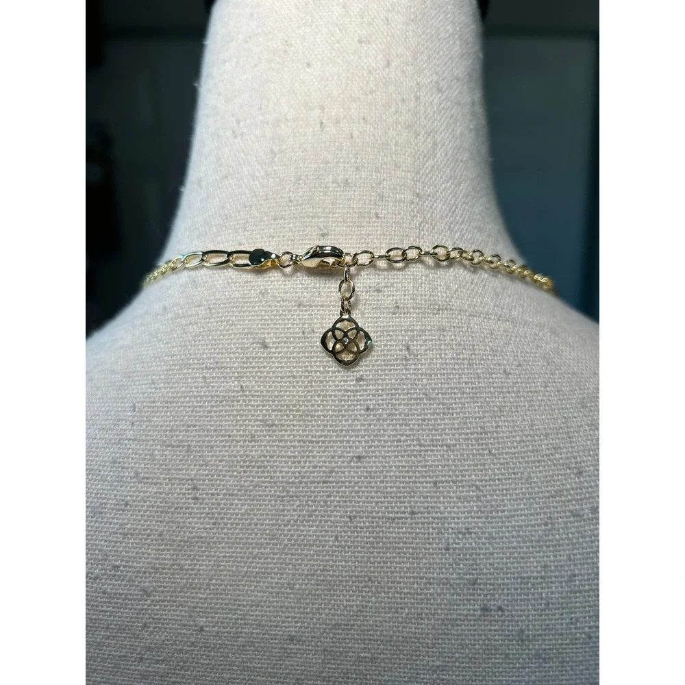 Kendra‎ Scott Gold Tone Paperclip Chain Necklace with Logo Charm and Dust Bag